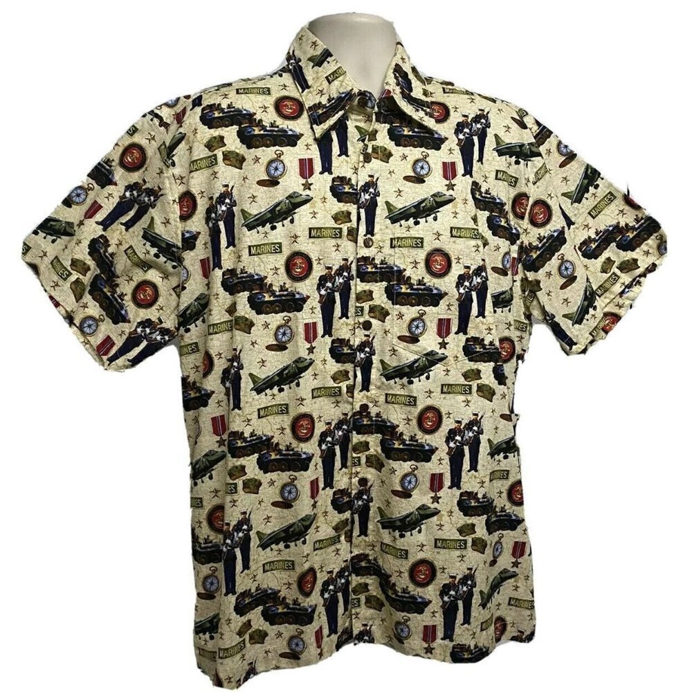 High Seas Trading Co Vintage USMC US Marine Corp Button Up Shirt M Military USA